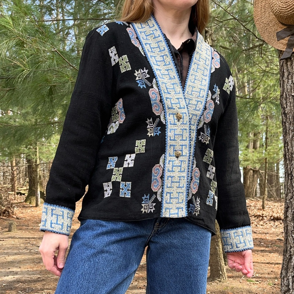 Vintage Handmade Peruvian Tapestry Jacket - image 7